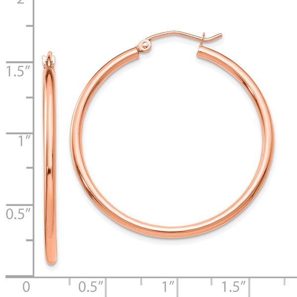 Leslie's 14k Rose Gold Polished 2x35mm Polished Hoop Earrings - Image 4