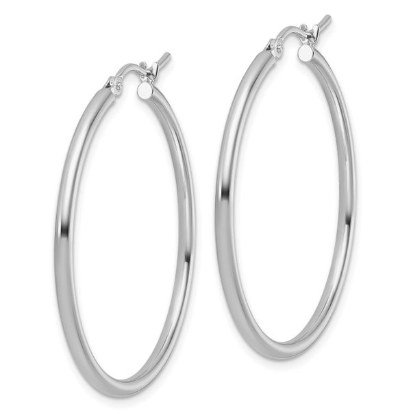 Leslie's 14K White Gold 2x35mm Hoop Earrings - Image 2