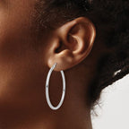 Leslie's 14K White Gold 2x35mm Hoop Earrings - Image 3