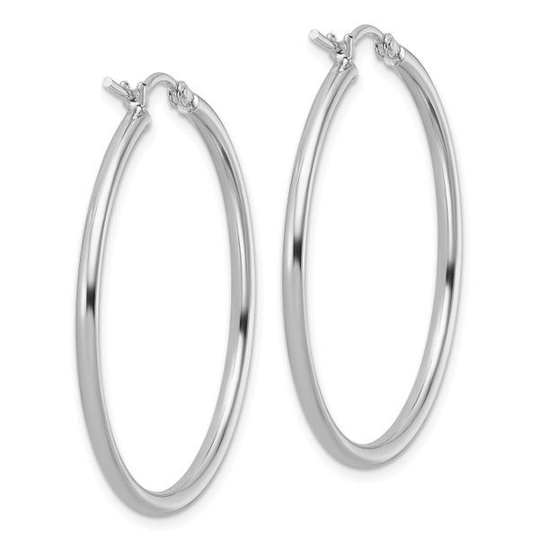 Leslie's 14K White Gold 2x35mm Hoop Earrings - Image 4