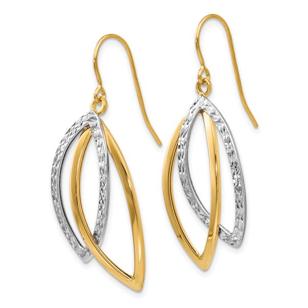 Leslie's 14K Two-tone Polished and Textured Shepherd Hook Earrings - Image 2