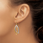 Leslie's 14K Two-tone Polished and Textured Shepherd Hook Earrings - Image 3