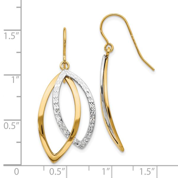 Leslie's 14K Two-tone Polished and Textured Shepherd Hook Earrings - Image 4