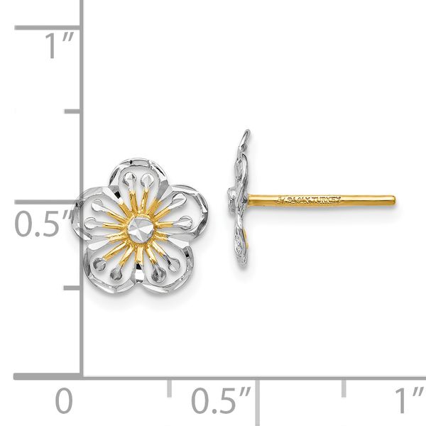 Leslie's 14K w/White Rhodium Polished and D/C Post Earrings - Image 4