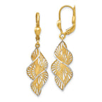 Leslie's 14K w/White Rhodium Textured and D/C Leverback Earrings