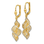 Leslie's 14K w/White Rhodium Textured and D/C Leverback Earrings - Image 2