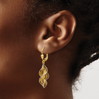 Leslie's 14K w/White Rhodium Textured and D/C Leverback Earrings - Image 3