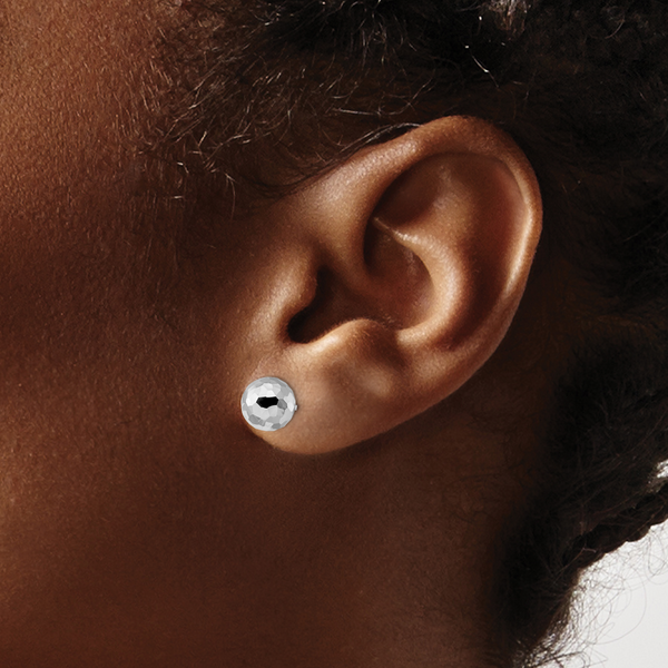 Leslie's 14K White Gold Polished Faceted Post Earrings - Image 3