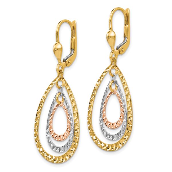Leslie's 14K Tri-color Polished and D/C Leverback Earrings - Image 2