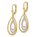 Leslie's 14K Tri-color Polished and D/C Leverback Earrings - Image 2