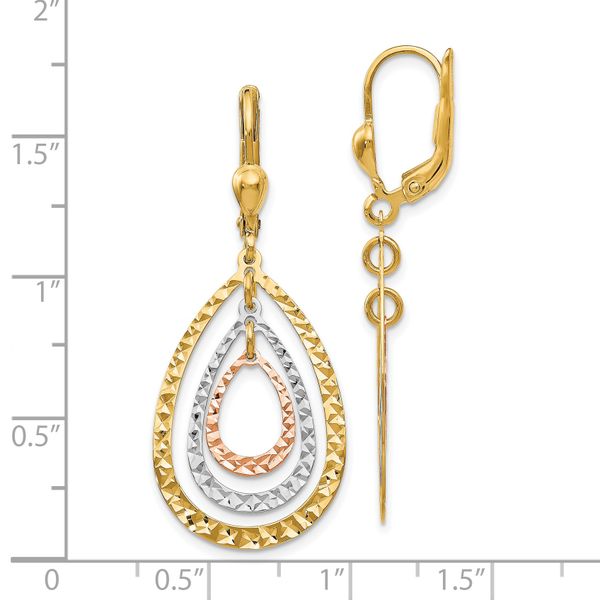 Leslie's 14K Tri-color Polished and D/C Leverback Earrings - Image 4