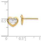 14K w/White Rhodium Polished and D/C Heart Post Earrings - Image 4