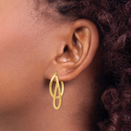 Leslie's 14K White Gold Polished and Textured Hinged Hoop Earrings - Image 3