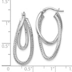 Leslie's 14K White Gold Polished and Textured Hinged Hoop Earrings - Image 4