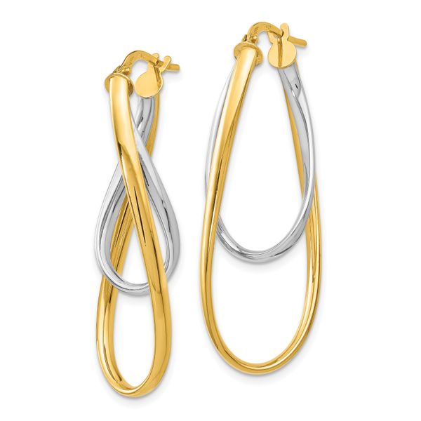 Leslie's 14K Two-Tone Polished Hoop Earrings - Image 2
