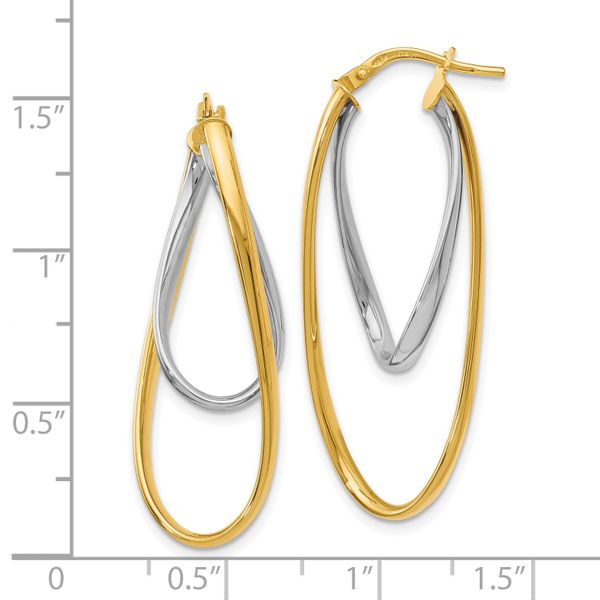 Leslie's 14K Two-Tone Polished Hoop Earrings - Image 4