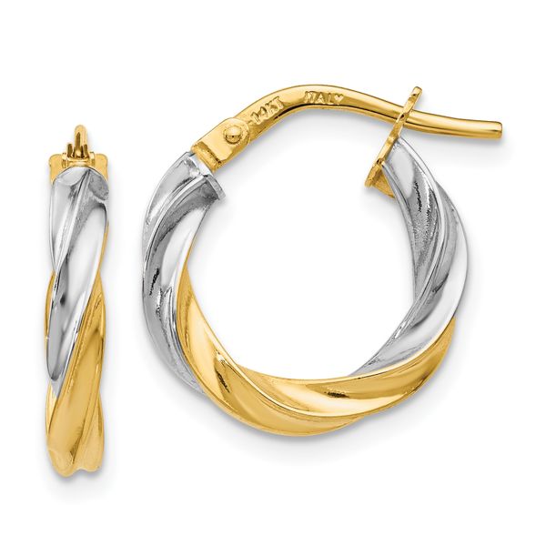 Leslie's 14K w/White Rhodium Plating Polished Hoop Earrings