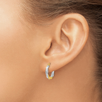 Leslie's 14K w/White Rhodium Plating Polished Hoop Earrings - Image 3