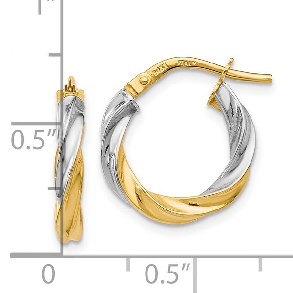 Leslie's 14K w/White Rhodium Plating Polished Hoop Earrings - Image 4