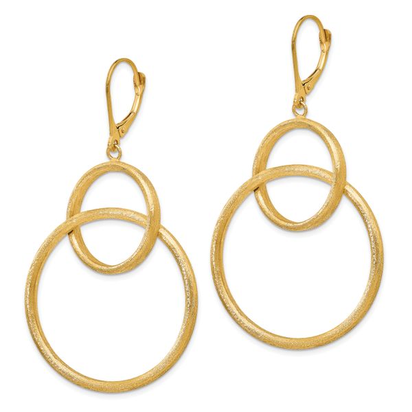 Leslie's 14K Scratch Finish Round Leverback Earrings - Image 2