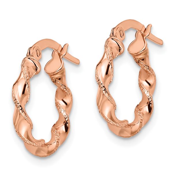 Leslie's 14K Rose Gold Twisted Hoop Earrings - Image 2