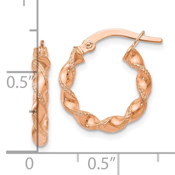 Leslie's 14K Rose Gold Twisted Hoop Earrings - Image 4
