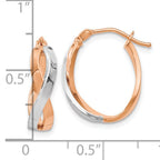 Leslie's 14K with White Rhodium and Rose Gold Plating Polished Hinged Hoop Earrings - Image 4