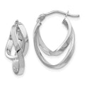 Leslie's 14K w/Wht RH-plating Polished Hinged Hoop Earrings