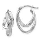 Leslie's 14K w/Wht RH-plating Polished Hinged Hoop Earrings
