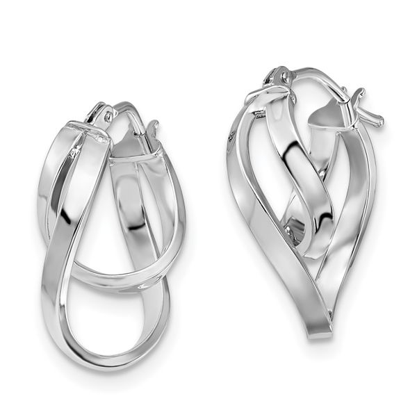 Leslie's 14K w/Wht RH-plating Polished Hinged Hoop Earrings - Image 2
