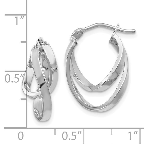Leslie's 14K w/Wht RH-plating Polished Hinged Hoop Earrings - Image 4