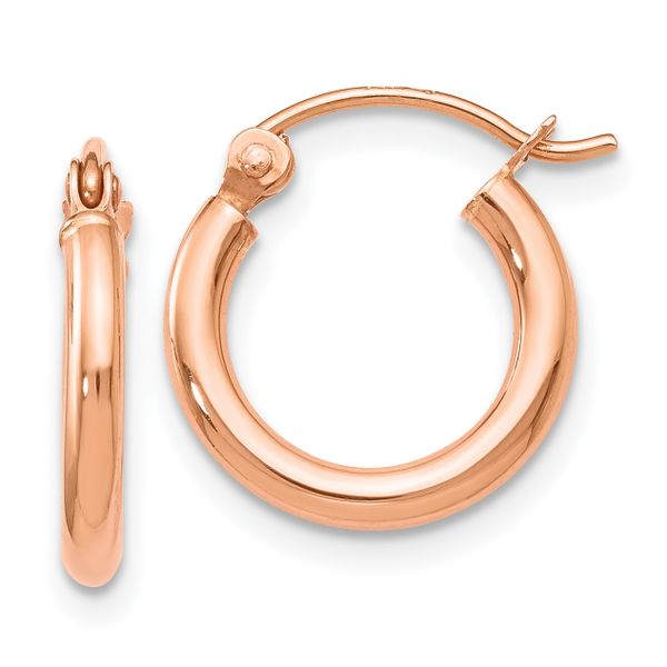 Leslie's 14K Rose Gold 2x12mm Polished Hoop Earrings