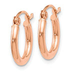 Leslie's 14K Rose Gold 2x12mm Polished Hoop Earrings - Image 2