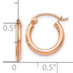 Leslie's 14K Rose Gold 2x12mm Polished Hoop Earrings - Image 4