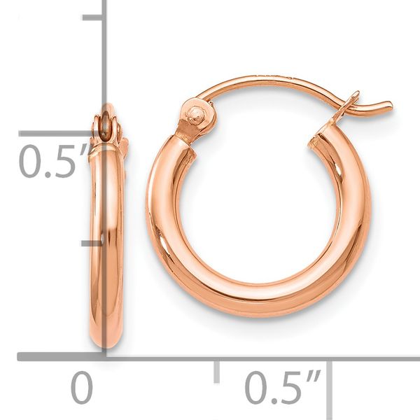 Leslie's 14K Rose Gold 2x12mm Polished Hoop Earrings - Image 4