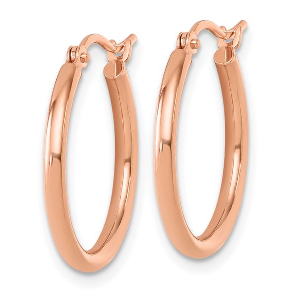 Leslie's 14K Rose Gold 2x20mm Polished Hoop Earrings - Image 2