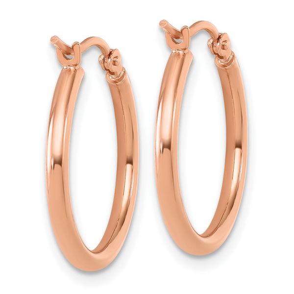 Leslie's 14K Rose Gold 2x20mm Polished Hoop Earrings - Image 4
