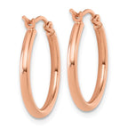 Leslie's 14K Rose Gold 2x20mm Polished Hoop Earrings - Image 4
