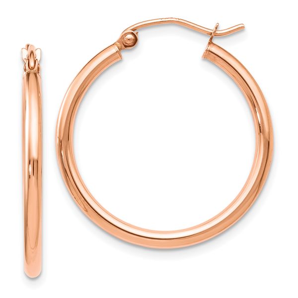 Leslie's 14K Rose Gold 2x25mm Polished Hoop Earrings