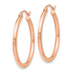 Leslie's 14K Rose Gold 2x25mm Polished Hoop Earrings - Image 2