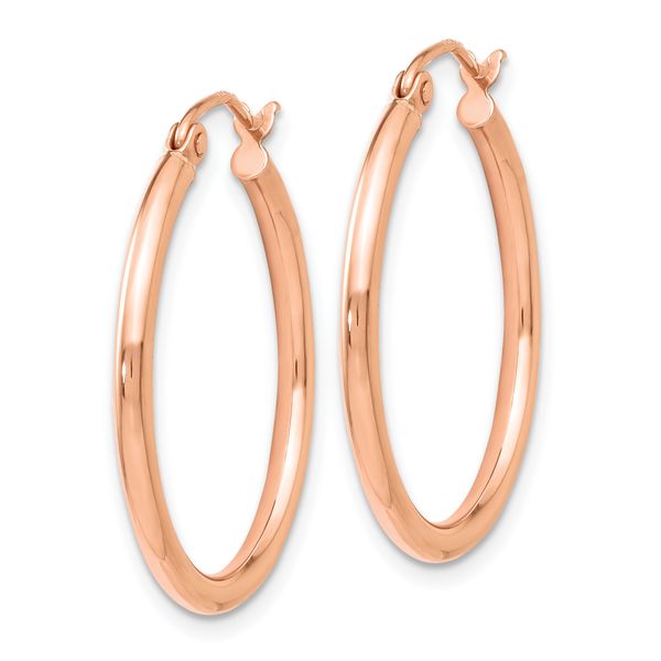 Leslie's 14K Rose Gold 2x25mm Polished Hoop Earrings - Image 2