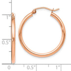 Leslie's 14K Rose Gold 2x25mm Polished Hoop Earrings - Image 4