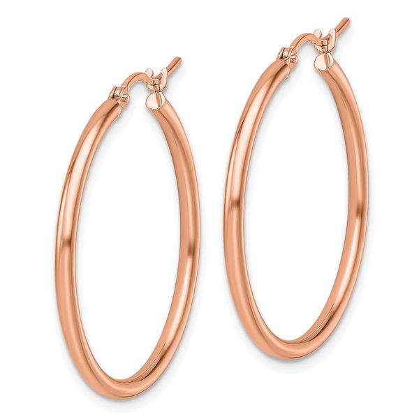 Leslie's 14K Rose Gold 2x30mm Polished Hoop Earrings - Image 2