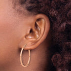 Leslie's 14K Rose Gold 2x30mm Polished Hoop Earrings - Image 3