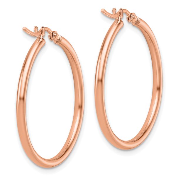 Leslie's 14K Rose Gold 2x30mm Polished Hoop Earrings - Image 4