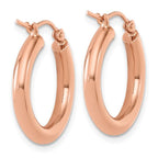 Leslie's 14K Rose Gold 3mm Polished Hoop Earrings - Image 4