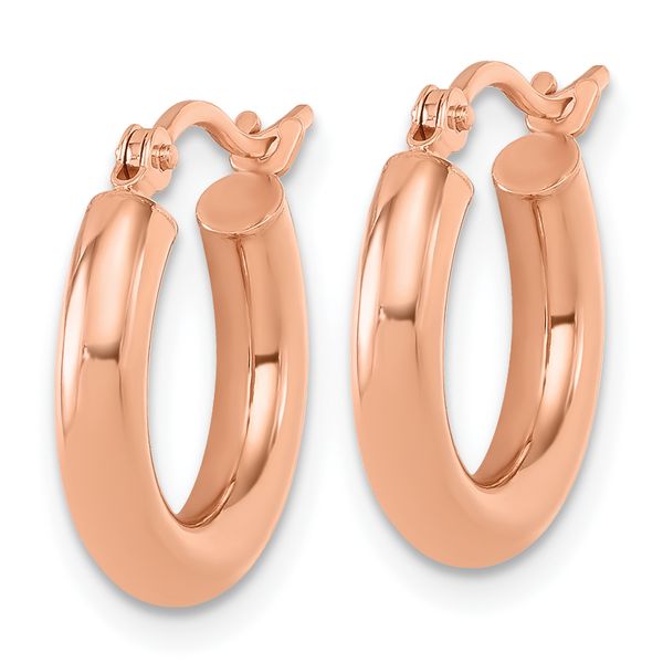 Leslie's 14K Rose Gold 3mm Polished Hoop Earrings - Image 2