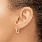 Leslie's 14K Rose Gold 3mm Polished Hoop Earrings - Image 3