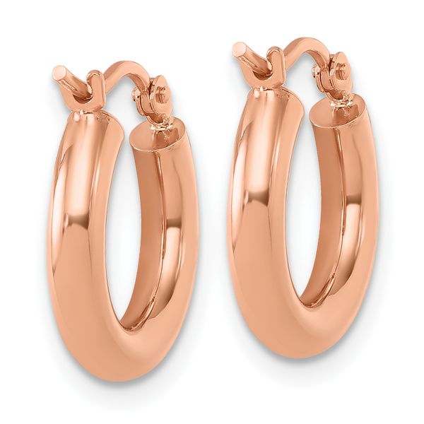 Leslie's 14K Rose Gold 3mm Polished Hoop Earrings - Image 4