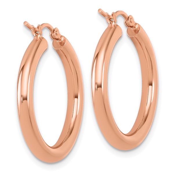 Leslie's 14K Rose Gold 3mm Polished Hoop Earrings - Image 4